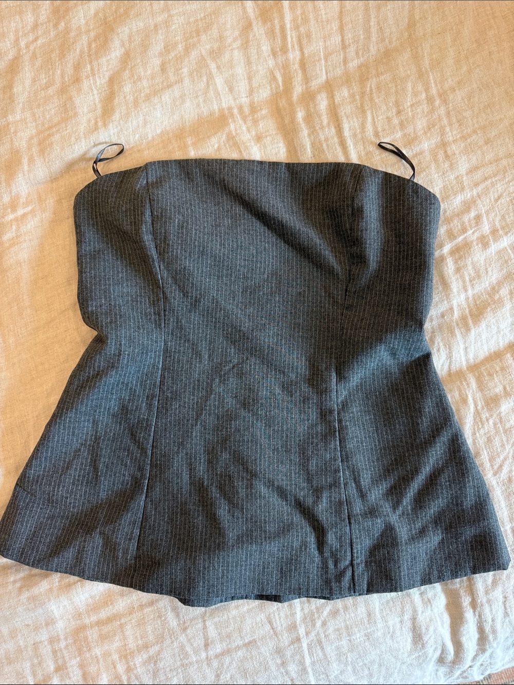 Zara Strapless Gray Pinstripe Women’s Top
